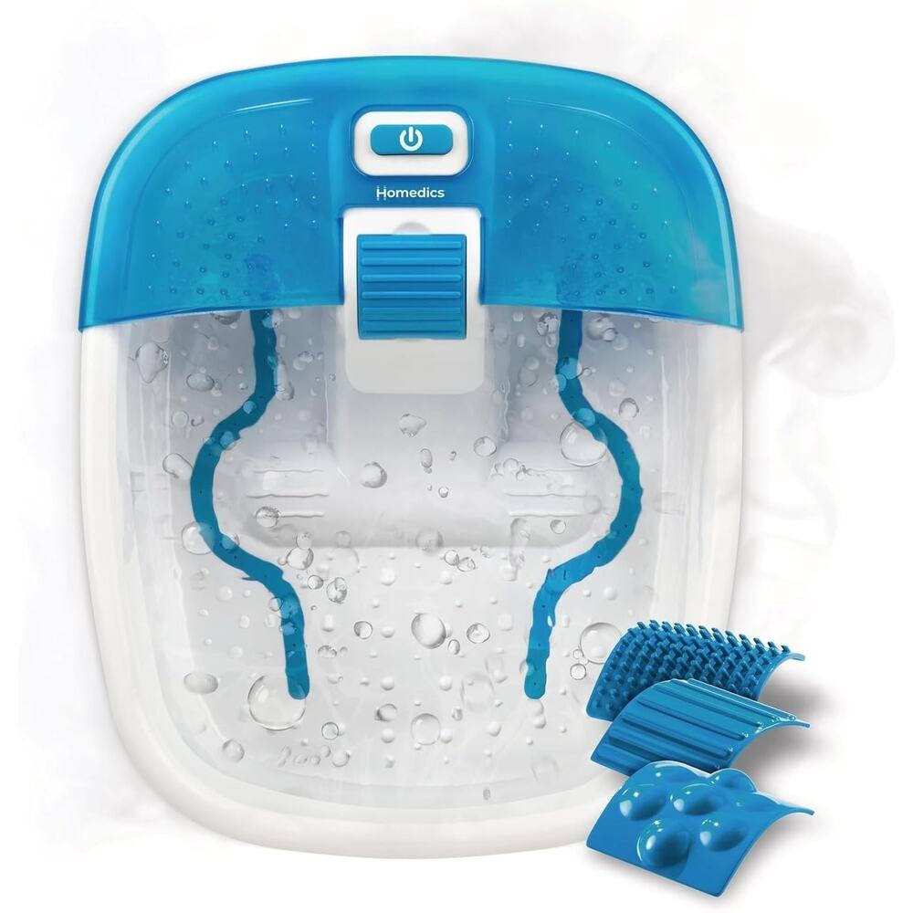 NEW Homedics Bubble Bliss Deluxe Foot Spa Heat Water Massage Health 3 Attachment